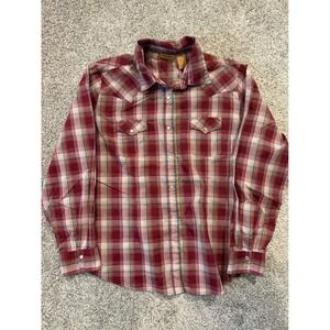 Wrangler Shirt Mens XXL Plaid Red Green Long Sleeve Western Pearl Snap